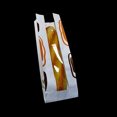 Waterproof Flat Bottom Paper Bag Grease Resistant Baguette Bread Bags White