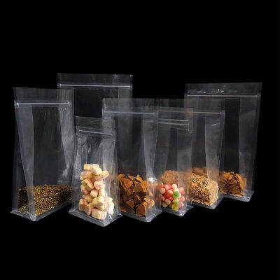 Food Grade Square Bottom Bag Resealable Clear Ziplock Bags For Nuts Snack Dry Food