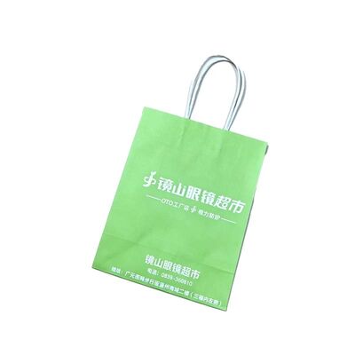 Reusable Twisted Handle Paper Bag Green Custom Logo Shopping Bags Eco Friendly