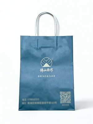 Eco Friendly Custom Paper Handle Bags Blue Kraft Bag With Handles