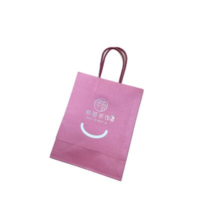 Pink Twisted Handle Paper Bag Customized Branded Paper Bags Recyclable