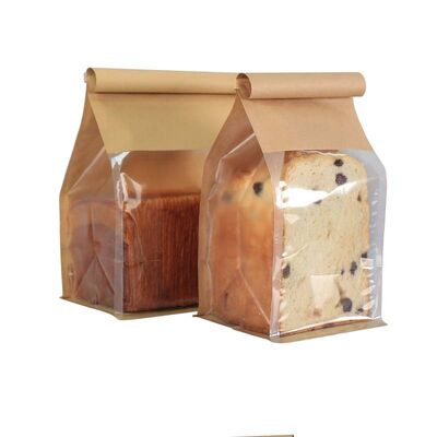 Food Grade Window Bread Bag Brown / White Kraft Tin Tie Bags
