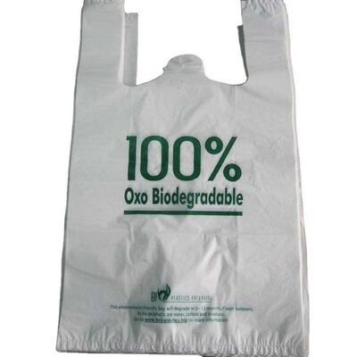 White Recyclable Plastic Bag Disposable Plastic Vest Carrier Bags For Takeaway Food Packaging