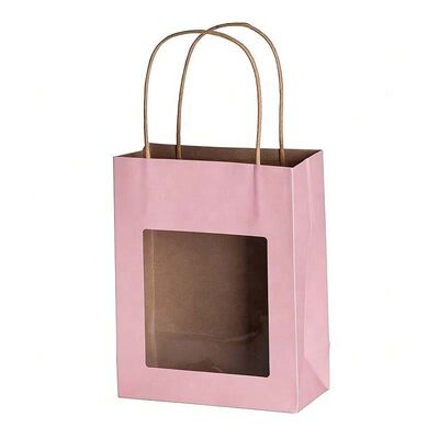 Reusable Twisted Handle Paper Bag Compostable Paper Food Gift Bags Eco Friendly