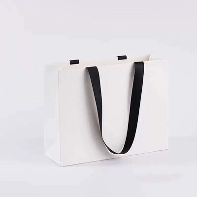 Recyclable Flat Handle Paper Bag White / Black / Pink / Orange Shopping Gift Bag