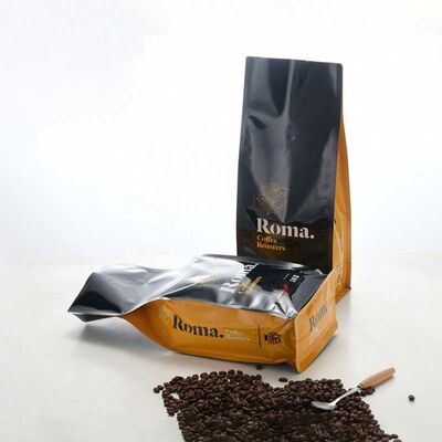 Custom Printed Branded Matte Flat Bottom Coffee Beans Zipper Packaging Bags