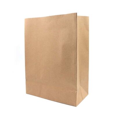 Custom Blank Brown Kraft SOS Paper Grocery Bags Square Bottom Eco-Friendly Takeaway Retail Paper Bags