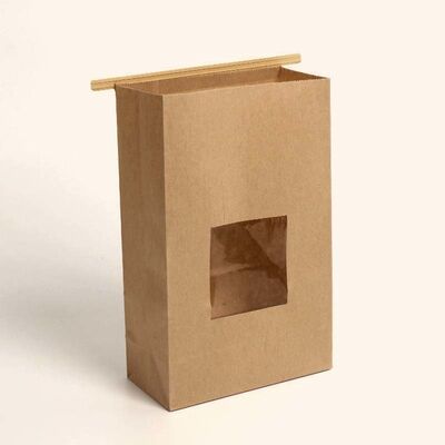 Kraft Paper Window Tin Tie Coffee Bags Stand Up Bakery Packaging Pouches For Coffee Beans Nuts Bread