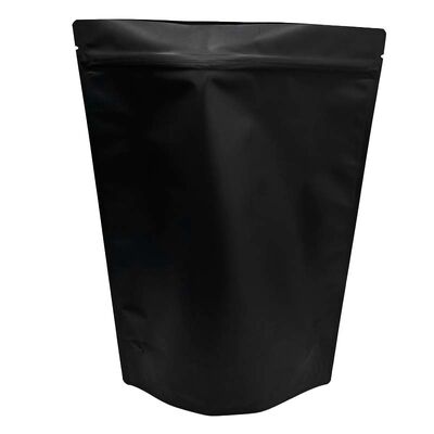Custom Food Grade Matte Black Aluminum Foil Stand Up Zipper Pouches High Barrier For Nuts Dried Fruit Storage