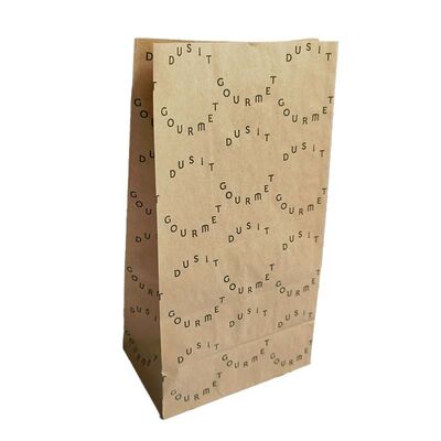 Custom Printed Disposable Kraft SOS Paper Bag Food Grade Square Bottom Forfor Bakery Shop Takeaway Packaging