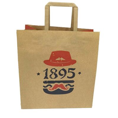 Custom Flat Paper Carrier Printed Flat Kraft Handheld Shopping Bags For Retail Store