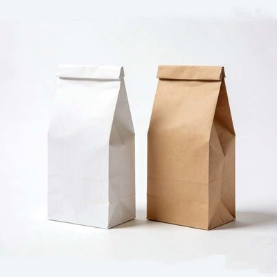 Food Grade SOS Paper Bags Customizable Bakery Packaging Bags Brown / White