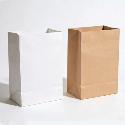 Food Grade SOS Paper Bags Customizable Bakery Packaging Bags Brown / White