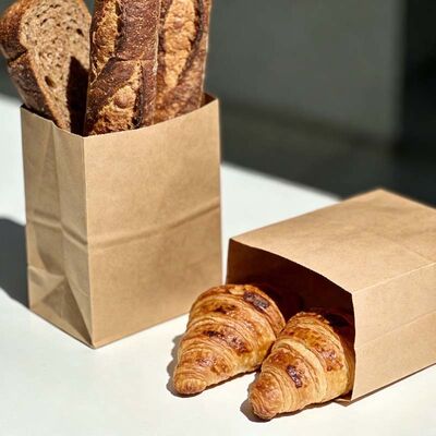 Food Grade SOS Paper Bags Customizable Bakery Packaging Bags Brown / White