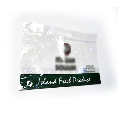 Resealable Micro Perforated Plastic Bags Transparent Stand Up Food Bag With Air Hole And Handle