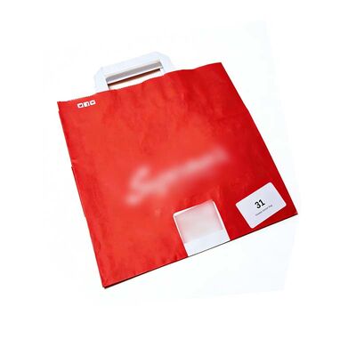 Versatile Flat Handle Paper Bag Red Recycled Paper Shopping Bags Biodegradable