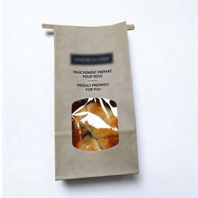Food Grade Clear Window Paper Bags Tear Resistant Tin Tie Bakery Bags Eco Friendly