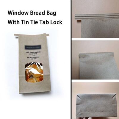 Food Grade Clear Window Paper Bags Tear Resistant Tin Tie Bakery Bags Eco Friendly