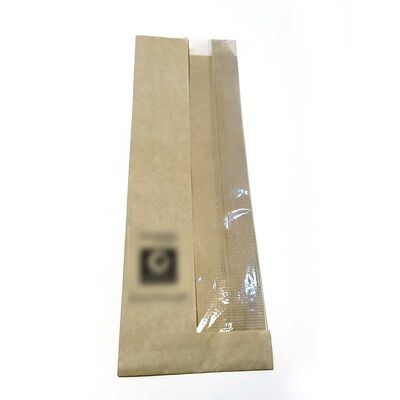 Micro Perforated Paper Baguette Sleeves Food Grade Paper Satchel Bag Brown