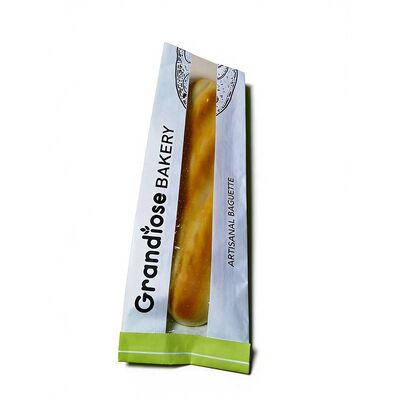 Green Flat Bottom Paper Bag Micro Perforated Breathable Bread Bags Customized With Window