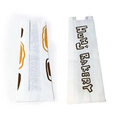 Waterproof Flat Bottom Paper Bag Grease Resistant Baguette Bread Bags White