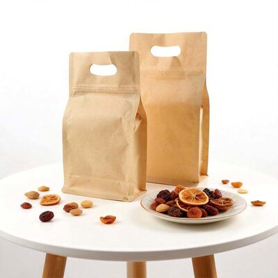 Customized Food Stand Up Pouch Moisture Proof Kraft Paper Zipper Pouches Resealable