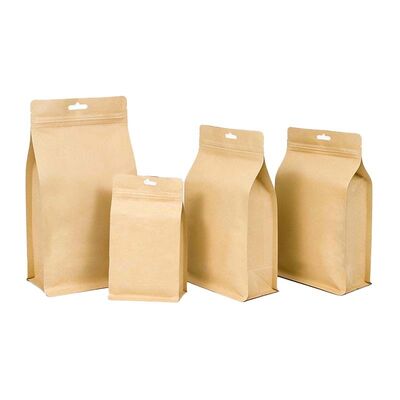 Customized Food Stand Up Pouch Moisture Proof Kraft Paper Zipper Pouches Resealable