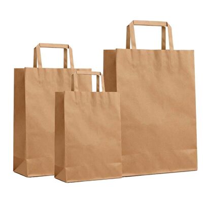Tear Resistant Customized Paper Bags Versatile Brown Kraft Shopping Bags Eco Friendly