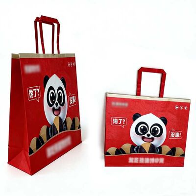 Eco Friendly Flat Handle Paper Bag Biodegradable Custom Logo Shopping Bag Recyclable
