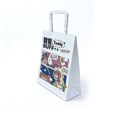 Custom Printed White Paper Shopping Bags Recyclable White Paper Gift Bags