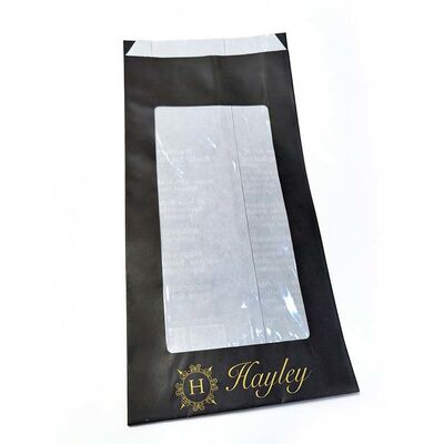 Food Grade Flat Bottom Paper Bag Black Paper Bread Bags With Window
