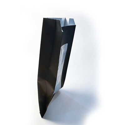 Food Grade Flat Bottom Paper Bag Black Paper Bread Bags With Window