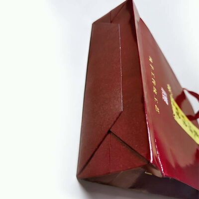 Red Art Paper Bags Reusable Heavy Duty Paper Bags Customized With PP Handle