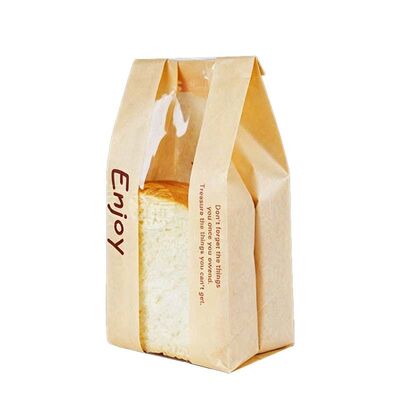Moisture Resistant Window Paper Bags Eco Friendly Kraft Paper Bread Bag Greaseproof