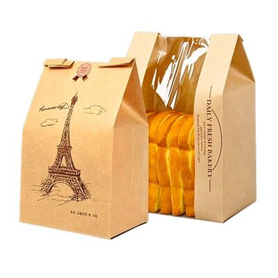 Moisture Resistant Window Paper Bags Eco Friendly Kraft Paper Bread Bag Greaseproof