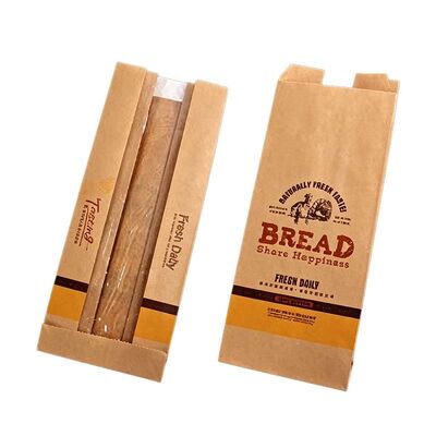 Tear Resistant Kraft Baguette Bags Customized Kraft Paper Bread Bags Recyclable