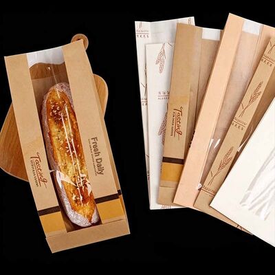 Tear Resistant Kraft Baguette Bags Customized Kraft Paper Bread Bags Recyclable