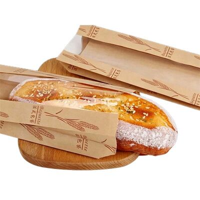 Tear Resistant Kraft Baguette Bags Customized Kraft Paper Bread Bags Recyclable