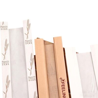 Tear Resistant Kraft Baguette Bags Customized Kraft Paper Bread Bags Recyclable