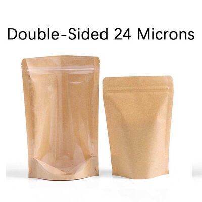 Food Safe Stand Up Resealable Bags Brown Stand Up Coffee Pouches With Clear Window