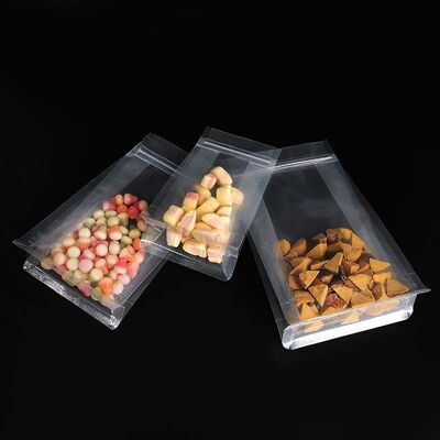 Food Grade Square Bottom Bag Resealable Clear Ziplock Bags For Nuts Snack Dry Food