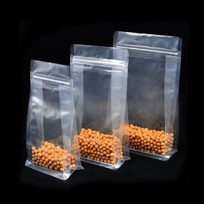 Food Grade Square Bottom Bag Resealable Clear Ziplock Bags For Nuts Snack Dry Food