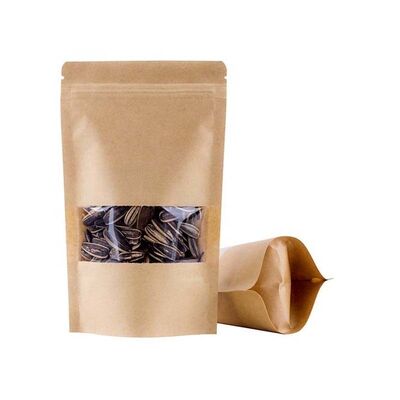 Durable Kraft Paper Stand Up Pouches Odor Barrier Resealable Ziplock Bags Food Grade