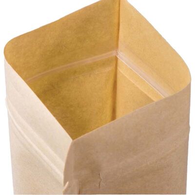 Durable Kraft Paper Stand Up Pouches Odor Barrier Resealable Ziplock Bags Food Grade