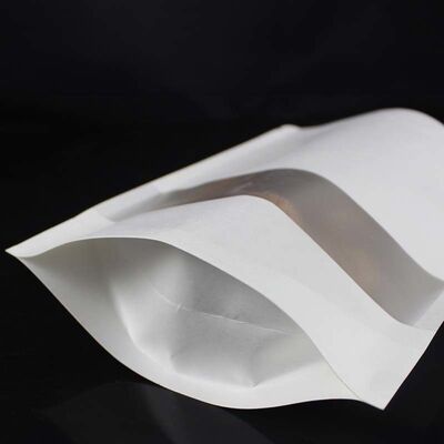 Food Grade Stand Up Kraft Pouch White Resealable Zipper Bag Eco Friendly For Nuts
