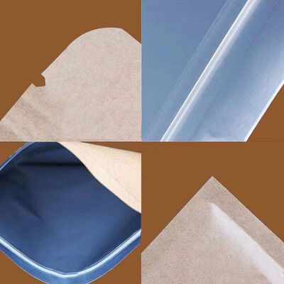 Moistureproof Lightproof Kraft Stand Up Pouches Aluminum Foil Lining Paper Coffee Pouch