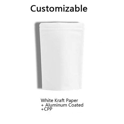 Lightproof Stand UP Pouch Food Grade Resealable Zipper Pouches White
