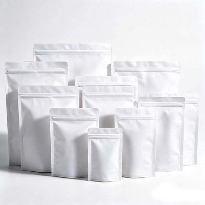 Lightproof Stand UP Pouch Food Grade Resealable Zipper Pouches White