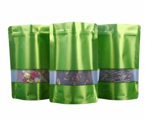 Assorted Color Resealable Food Bag Matte Stand Up Plastic Bag Odor Resistant With Clear Window