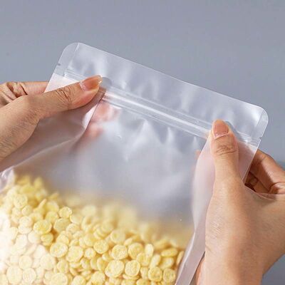 Frosted Plastic Stand Up Pouch Eight Side Seal Plastic Pouch Resealable